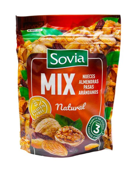 Мікс горіхів Sovia Mix (грецьк.,  мигд.,родзин., журавл.) 200 г, 20  шт/ящ
