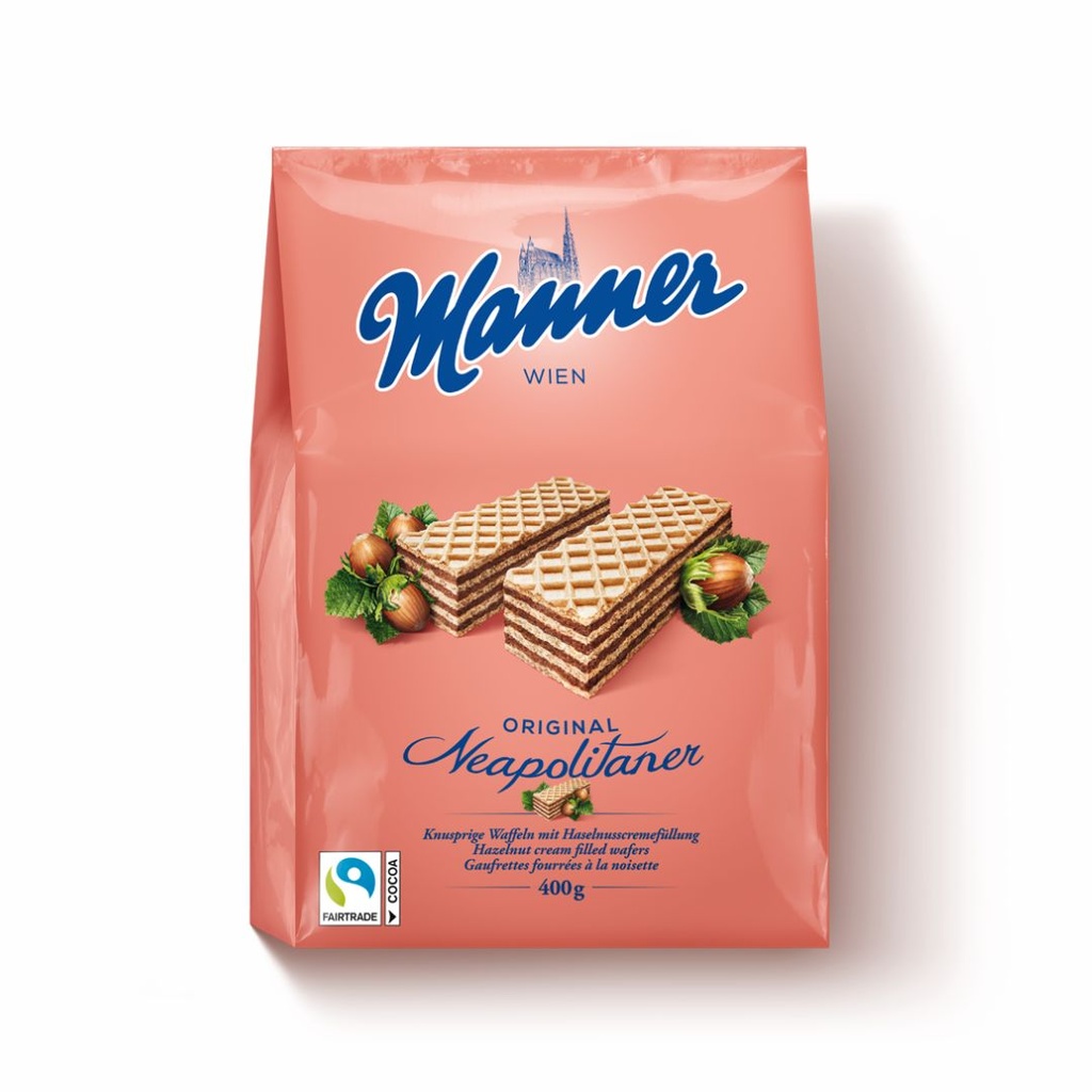 Вафлі Manner Hazelnut cream filled з горіховим кремом 400 г.10шт/ящ