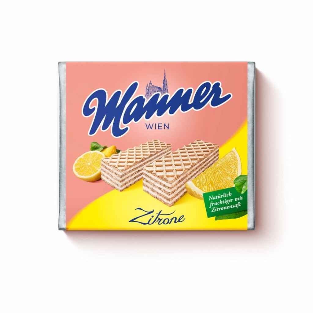 Вафлі Manner Lemon Cream з лимонним кремом 75 г.12шт/ящ