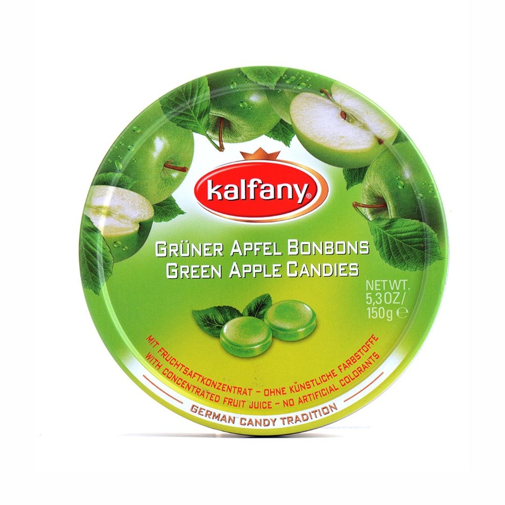 Льодяники Kalfany Green apple зелене яблуко 150г, 10 шт/ящ