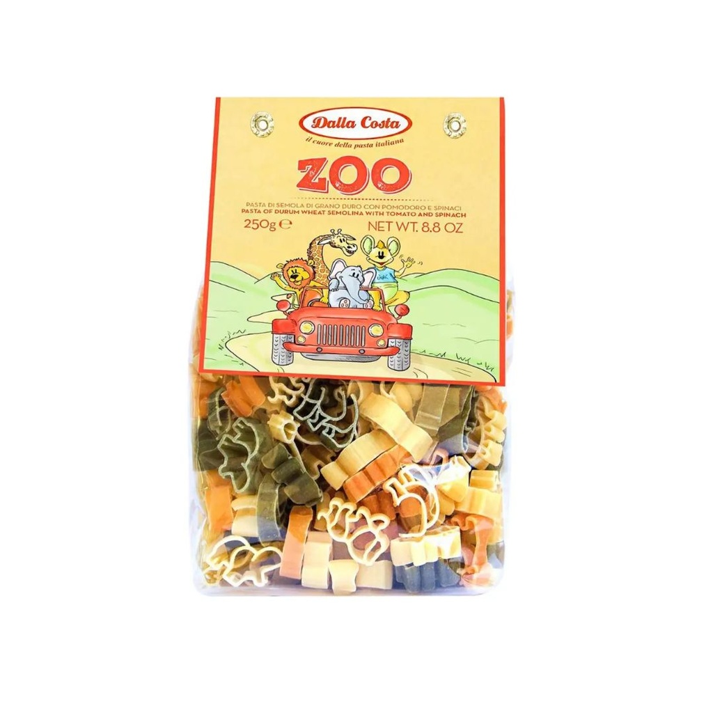 Макарони DALLA COSTA Zoo Pasta з томатом і шпинатом 250г 12шт/ящ