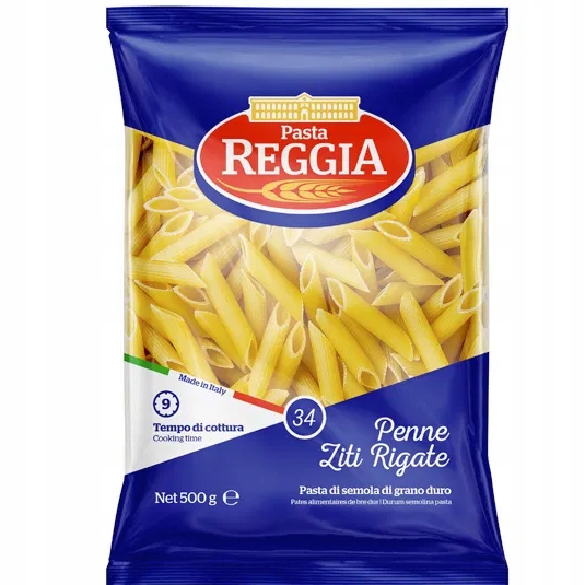 Макарони Reggia #34 Penne ziti rigati 500г 24шт/ящ