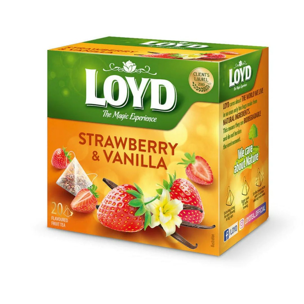 Чай  фруктовий LOYD STRAWBERRY & VANILLA полуниця-ваніль, 40г (20 пірамідок), 10шт/уп