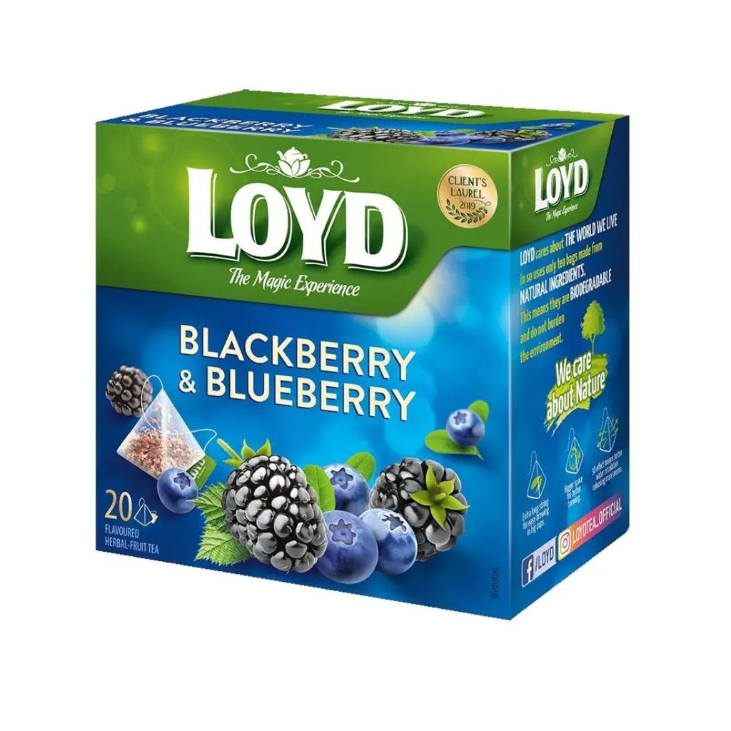 Чай  фруктовий LOYD BLACKBERRY & BLUEBERRY ожина-чорниця, 40г (20 пірамідок), 10шт/ящ