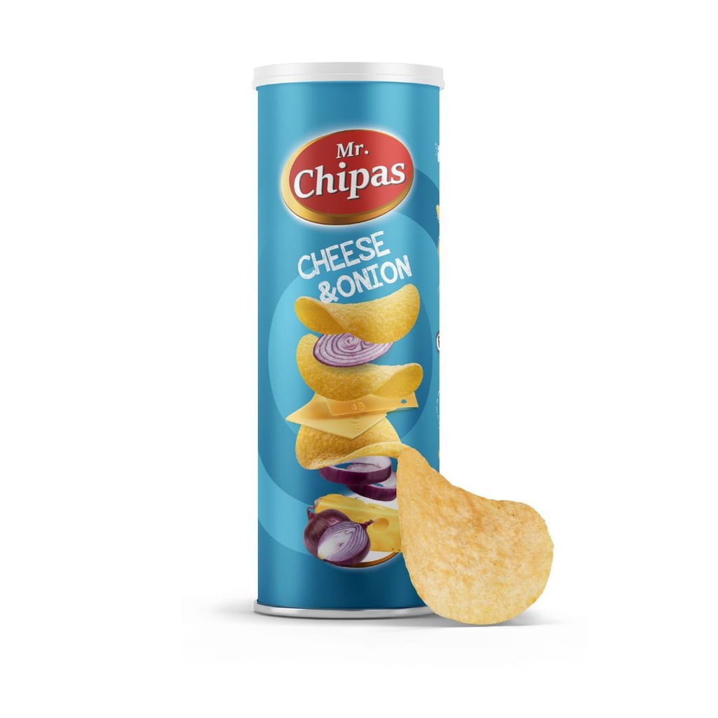 Чіпси Mr. Chipas Cheese and onion, сир та цибуля, тубус 160г, 24 шт/ящ