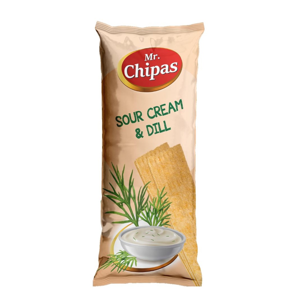 Чіпси Mr. Chipas Sour Cream and Dill, сметана і кріп, 75г, 20 шт/ящ