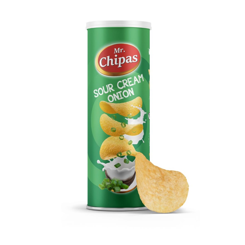 Чіпси Mr. Chipas Sour cream and onion, сметана та цибуля, тубус 160г, 24 шт/ящ