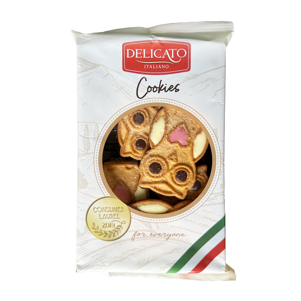 Печиво Delicato Italiano сови, з кремом та цукровою посипкою, 200г, 10шт/ящ