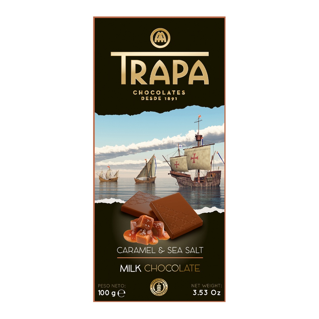 Шоколад 100г TRAPA Choco Milk молочний карамель, 15шт/ящ