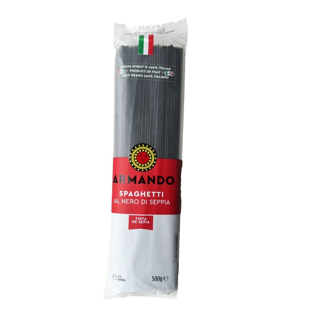 Макарони ARMANDO Spaghetti Nero di seppia 500г, 24шт/ящ