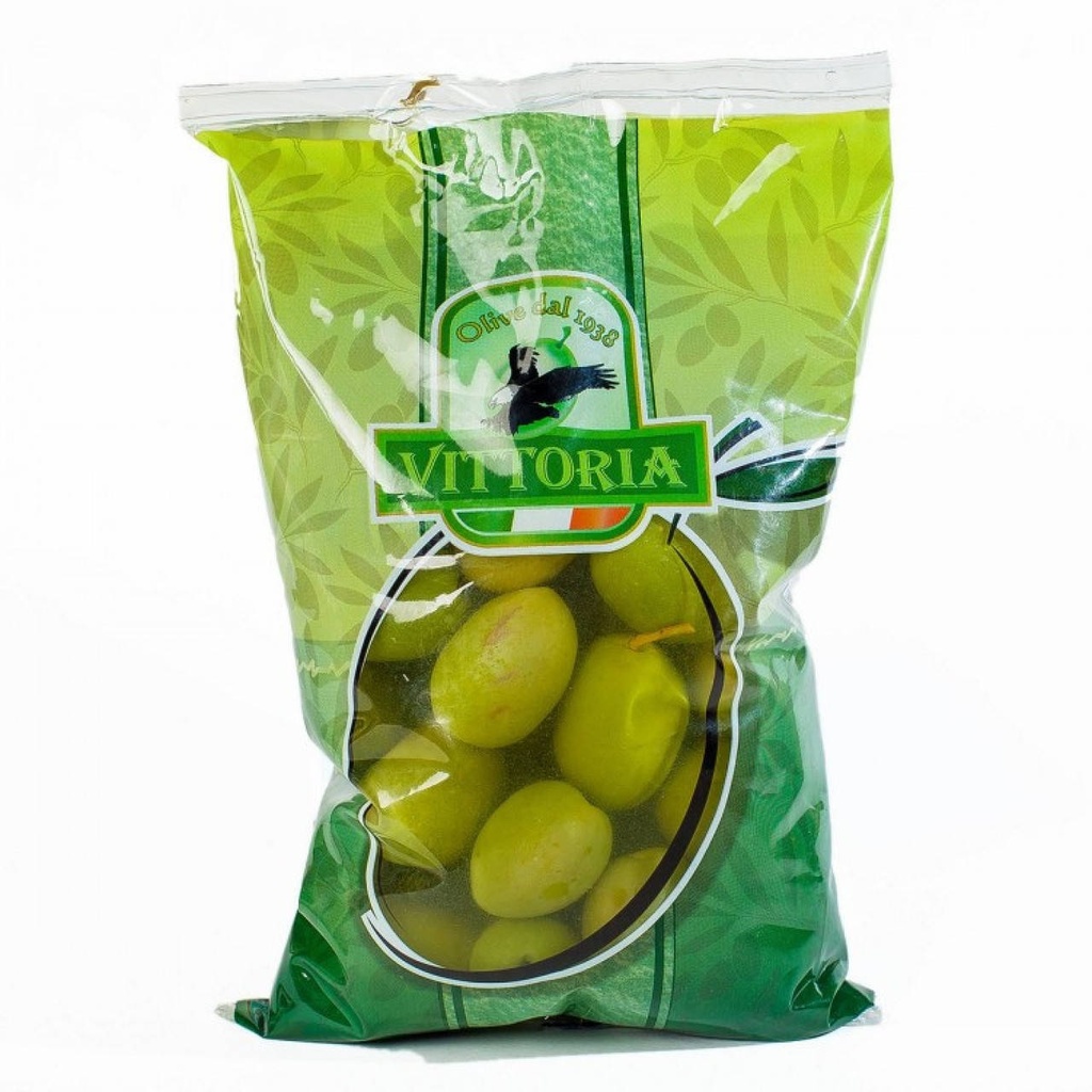 Оливки зелені VITTORIA Verdi Dolci Giganti ПАКЕТ, 250г нетто, 450г брутто 20шт/ящ, шт