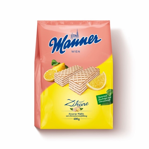 Вафлі Manner Lemon Cream з лимонним  кремом 400 г.10шт/ящ