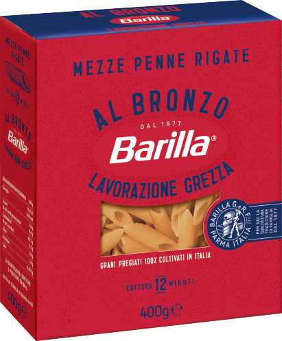 Макарони BARILLA al BRONZO mezze penne rigate, 400г