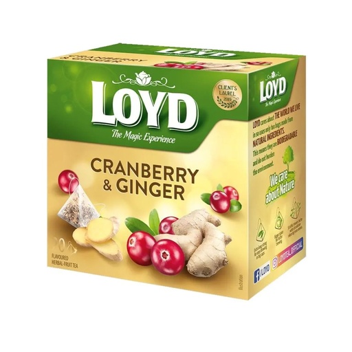 Чай  фруктовий LOYD CRANBERRY & GINGER журавлина-імбир, 40г (20 пірамідок), 10шт/ящ