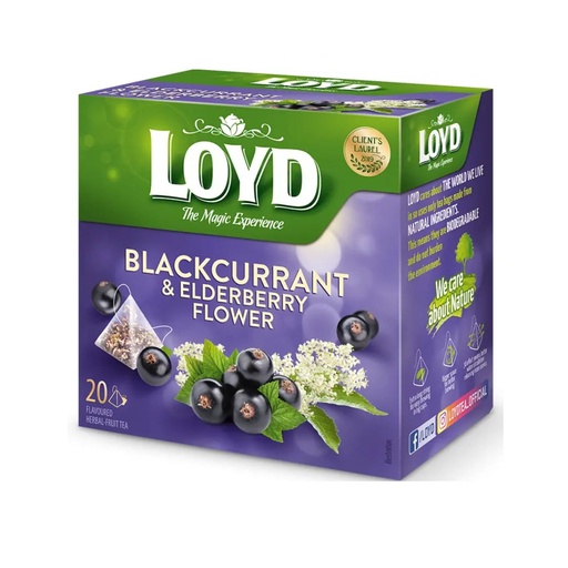 Чай фруктовий LOYD BLACKCURRANT & ELDERBERRY смор-квіти ч. бузини, 40г (20 пірамідок),10шт/ящ