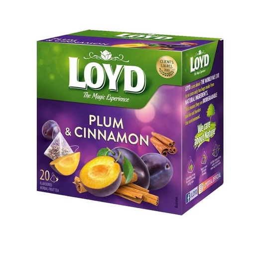 Чай фруктовий LOYD PLUM & CINNAMON слива і кориця, 40г (20 пірамідок), 10шт/ящ