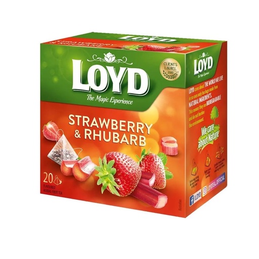 Чай фруктовий LOYD STRAWBERRY & RHUBARB полуниця-ревінь, 40г (20 пірамідок), 10шт/ящ