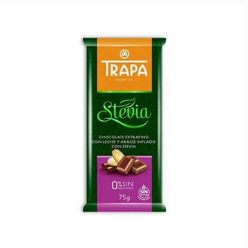 Шоколад 75г TRAPA STEVIA молочний з рисовими
кульками, 18шт/ящ