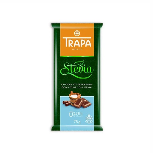 Шоколад 75г TRAPA STEVIA молочний, 20шт/ящ