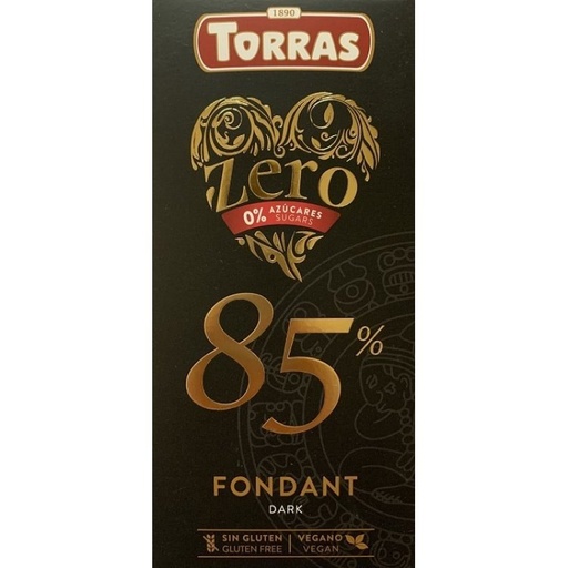 69 шоколад Torras Zero чорний 85 % какао без цукру 100 г, 12шт/уп