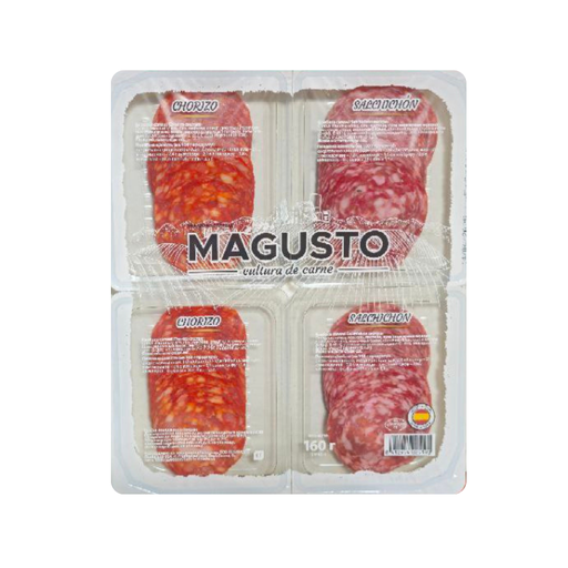 Набір нарізок MAGUSTO 2xChorizo, 2xSalchichon, (4x40г), 160г, 10шт/ящ